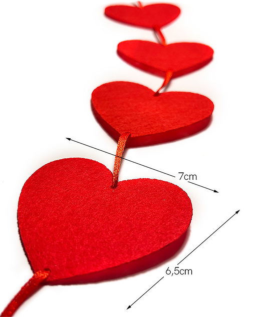 GIRLANDA czerwone serduszka ok. 140cm