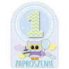 Zaproszenie na roczek  - niebieskie sówki