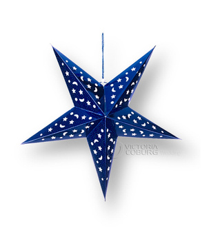 Lampion Gwiazda 60 cm Granatowy Hologram – Dekoracja Świąteczna