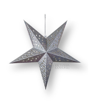 Lampion Gwiazda 60 cm Srebrny Hologram – Dekoracja Świąteczna