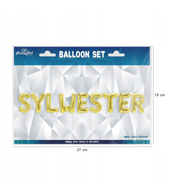 Złota girlanda z balonów foliowych SYLWESTER – 35 cm