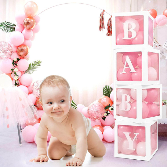 Pudełka dekoracyjne z napisem BABY - różowe