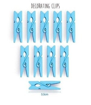 Klamerki spinacze ozdobne 3,5cm x 10szt - niebieskie