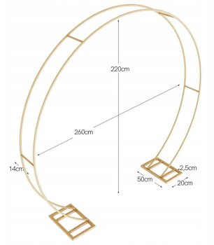 Koło metalowe ŁUK podwójny do dekoracji – 260 cm na wesela i inne wydarzenia