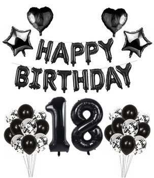 Zestaw urodzinowy czarny 18 urodziny