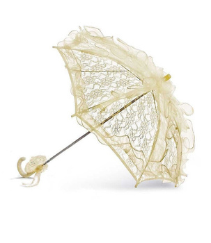 Koronkowa parasolka ecru Long – elegancki dodatek na komunię i ślub