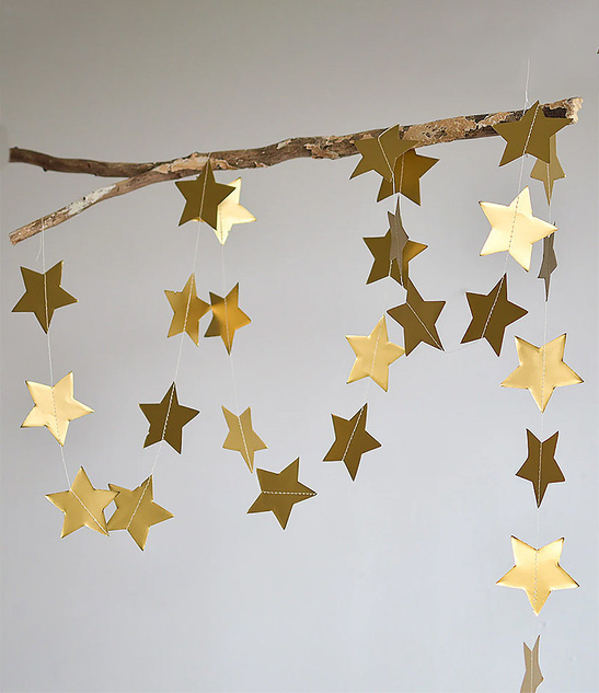 Girlandy papierowe - GWIAZDKI ZŁOTE 4,5M