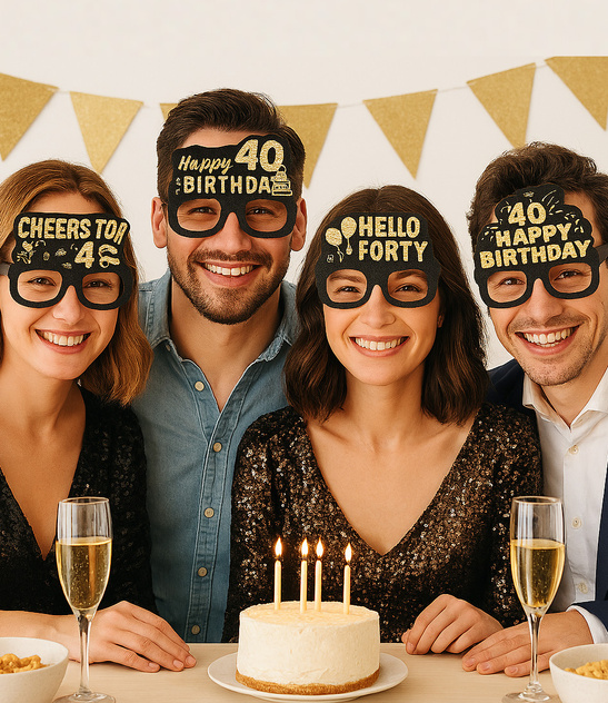 Okulary urodzinowe 40 lat – zestaw 6 szt. dekoracje imprezowe