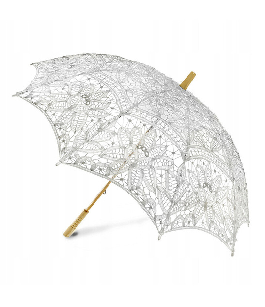 Biała Parasol Koronkowy Mariboutique – elegancki dodatek ślubny