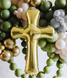 Balon Foliowy Krzyż Złoty 104 cm – Komunia, Chrzest, Dekoracja