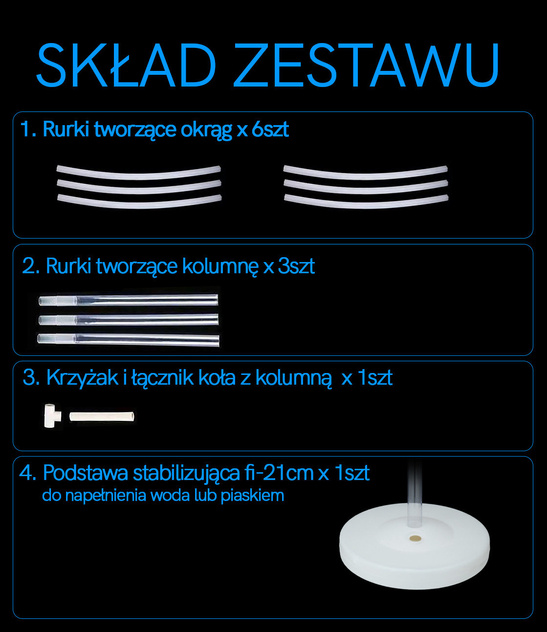 Stojak Okrągły 160 cm - Zestaw do Kolumn Dekoracyjnych na Wesele Ślub