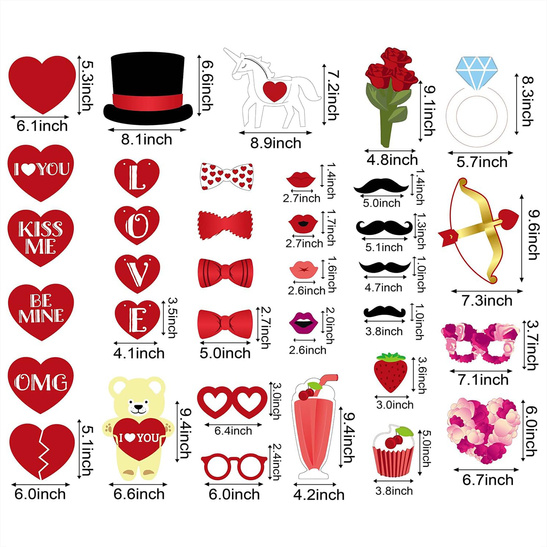 Rekwizyty do Fotobudki Walentynki Love Wesele Wieczór Panieński