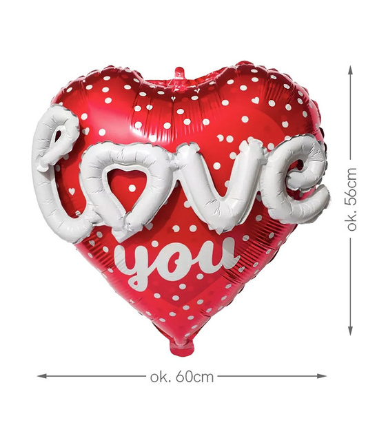 Balon foliowy serce 3D czerwony LOVE YOU