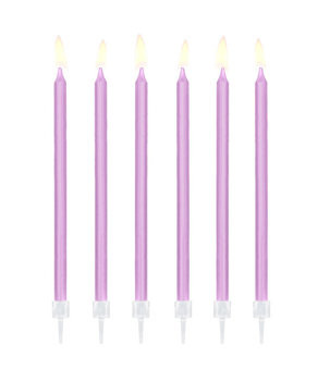 Świeczki urodzinowe na tort liliowe 12szt.
