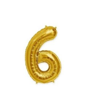 Balon foliowy 40cm - złota cyfra 6