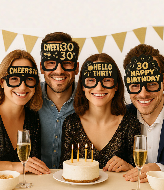Okulary urodzinowe 30 urodziny – gadżet imprezowy, dekoracja