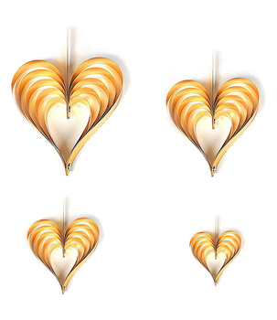Złote Dekoracje Serce 3D z Papieru Lakierowanego 10-25cm