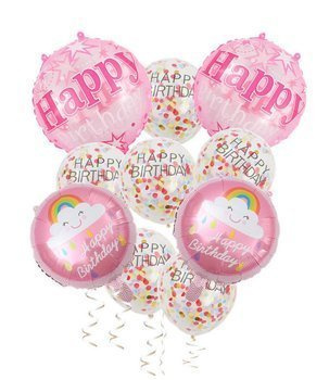 Urodzinowy zestaw balonów 10szt. - różowy