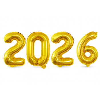 Zestaw Balonów Foliowych ROK 2026 Złoty – 100 cm na Sylwestra