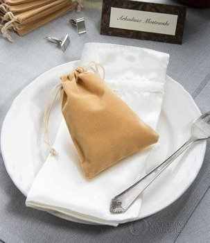 Woreczek welurowy 10x16cm - beżowy