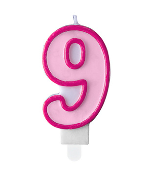 Świeczka urodzinowa różowa cyferka 9 dziewięć