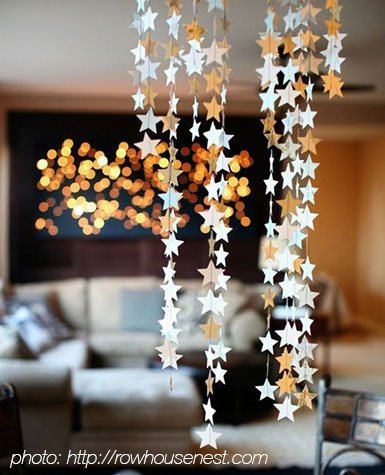 Girlandy papierowe - GWIAZDKI SREBRNE 4,5M