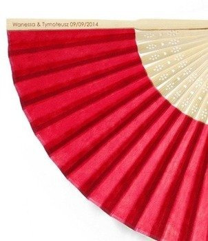 Wachlarz papierowy z PERSONALIZACJĄ -  red