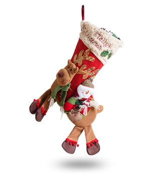 Skarpeta na prezenty Renifer z Bałwanem 24x42 cm dekoracja świąteczna