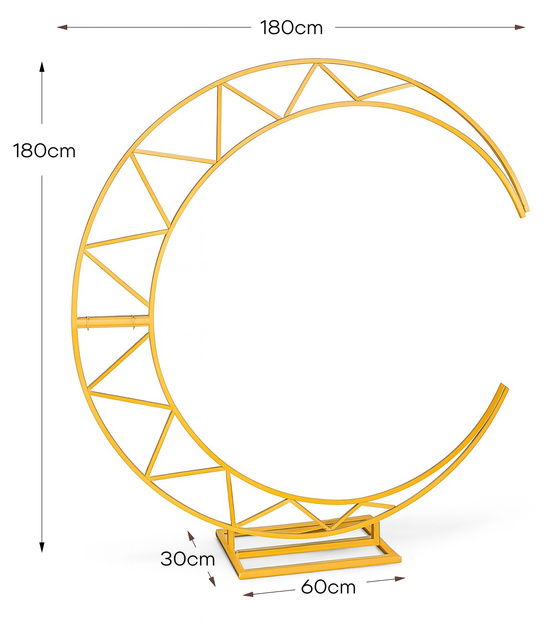 Złoty półksiężycowy stojak dekoracyjny 180cm – tło na ślub i eventy