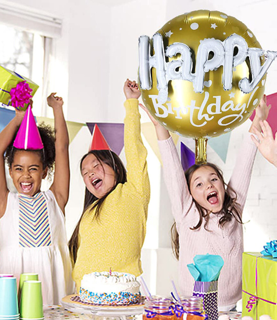 Balon foliowy 3D złoty HAPPY BIRTHDAY