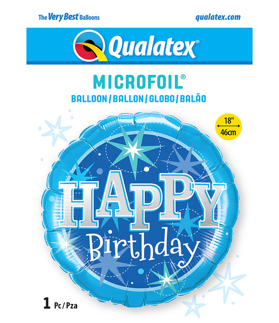 Balon foliowy Happy Birthday niebieski 46 cm Qualatex
