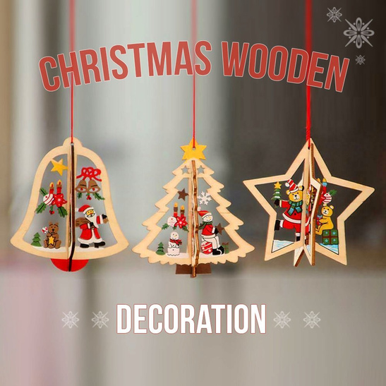 Przestrzenna Ozdoba Choinkowa 3D – Drewniany Dzwonek 10 cm