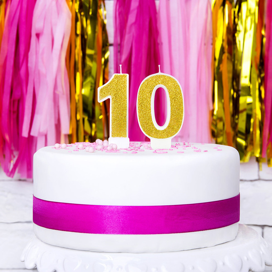 Świeczka urodzinowa złoty brokat cyfra 1 jeden