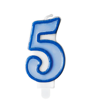 Świeczka urodzinowa niebieska cyferka 5 pięć