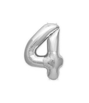 Balon foliowy 40cm - srebrna cyfra 4