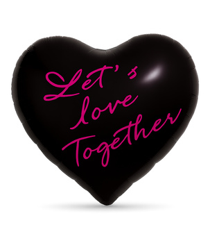 Balon foliowy serce czarne 160×150 cm z napisem Let's love together